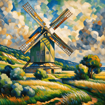 Landschaft mit Windmühle 12